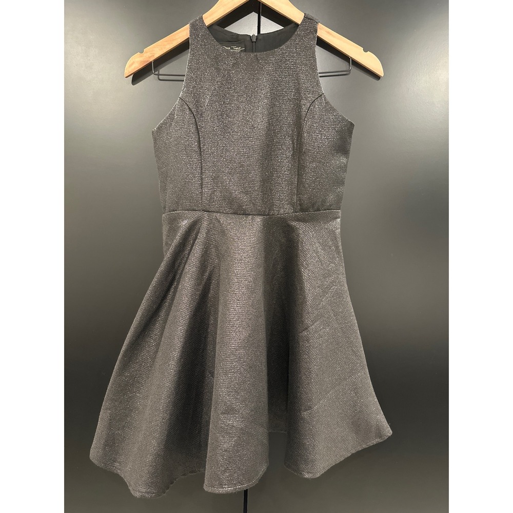 Un Deux Trois Girls Silver Metallic Shimmer Fit Flare Party Dress Size 10
